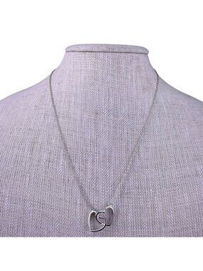 Blue Nile Womens Silver 925 Double Heart Pendant Necklace Boxed